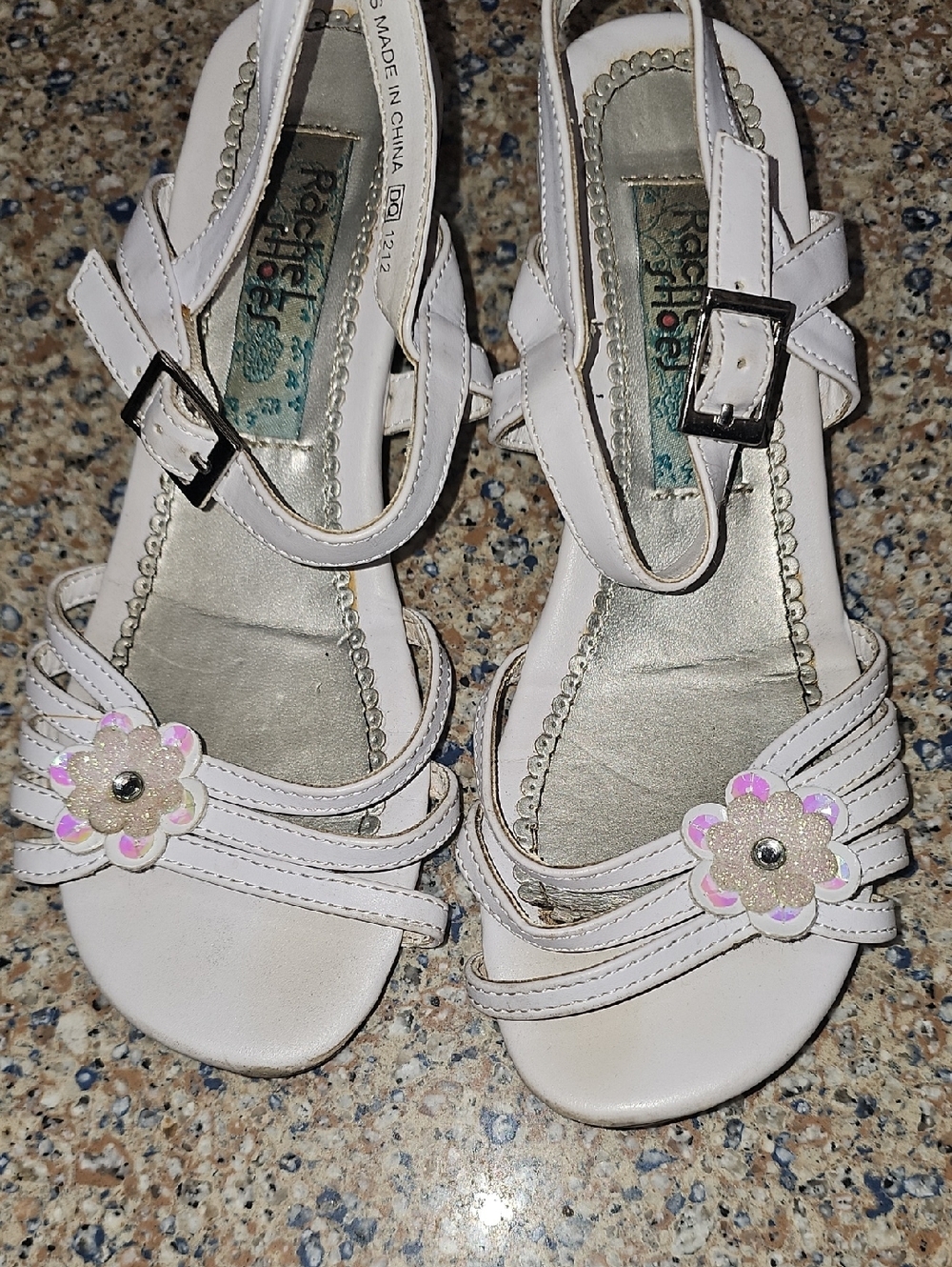 Rachel Shoes White Girls Floral Strap Sandals Size 2